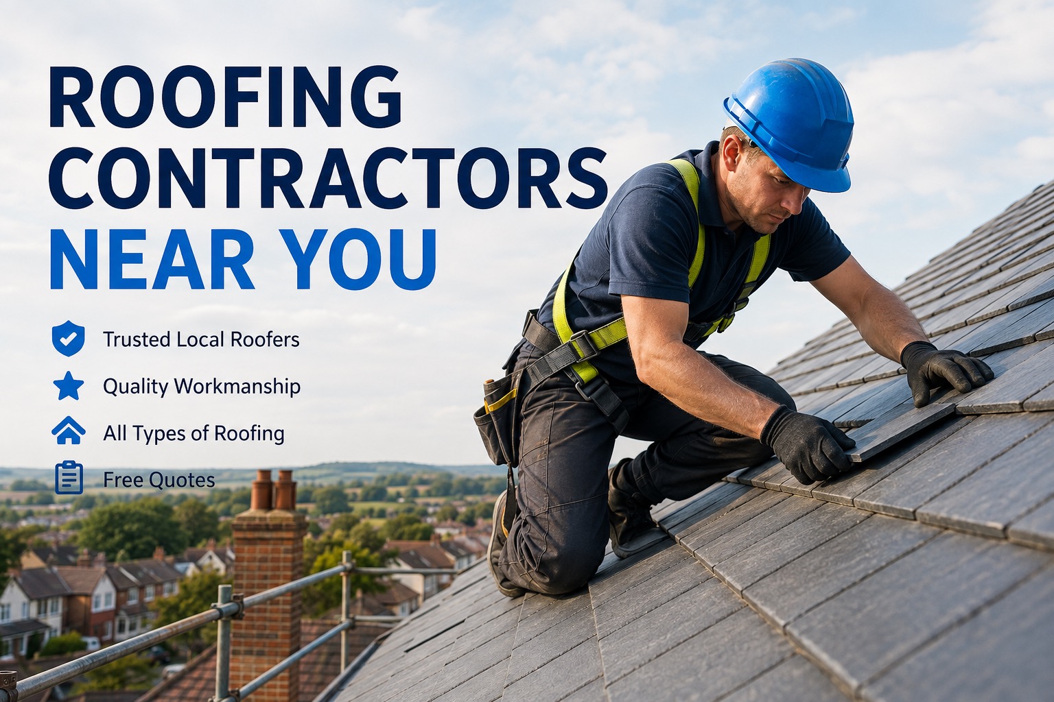 Roofing contractor on a roof