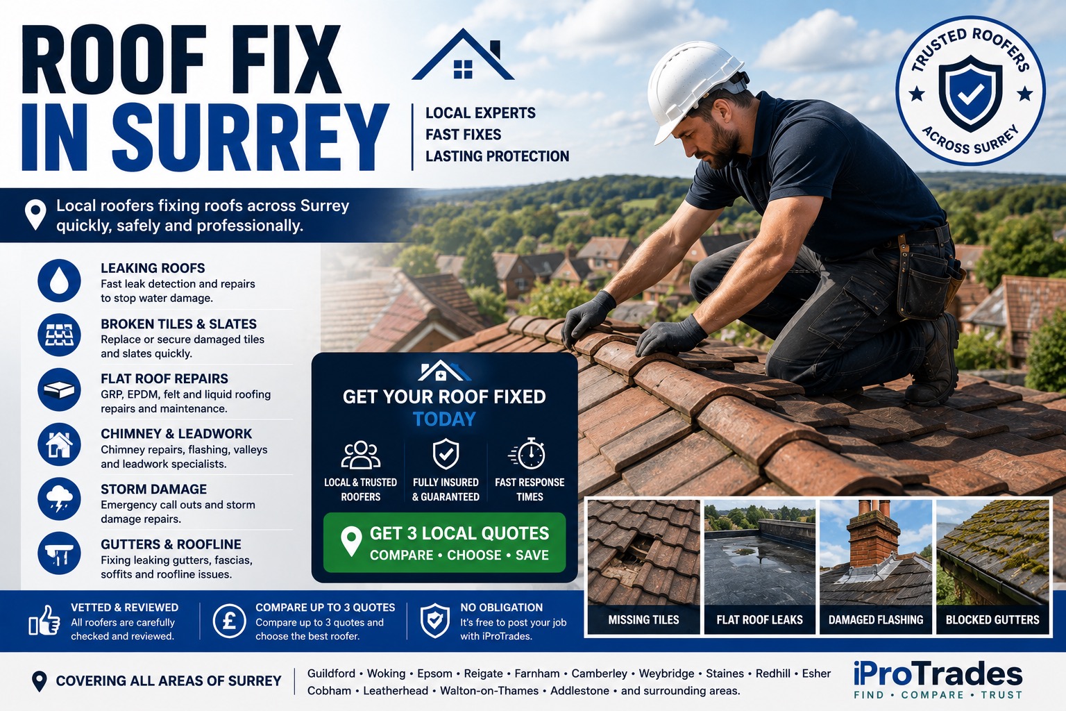 man fixing roof in surrey