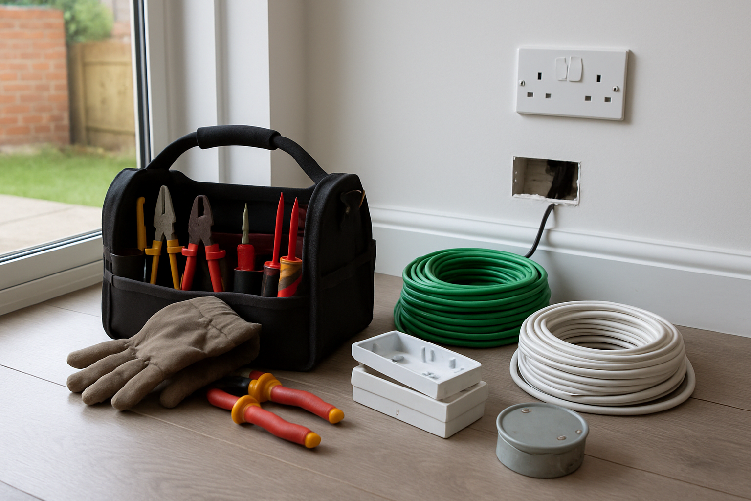 Professional electricians fitting a new consumer unit and tidy wiring in Walton-on-Thames property
